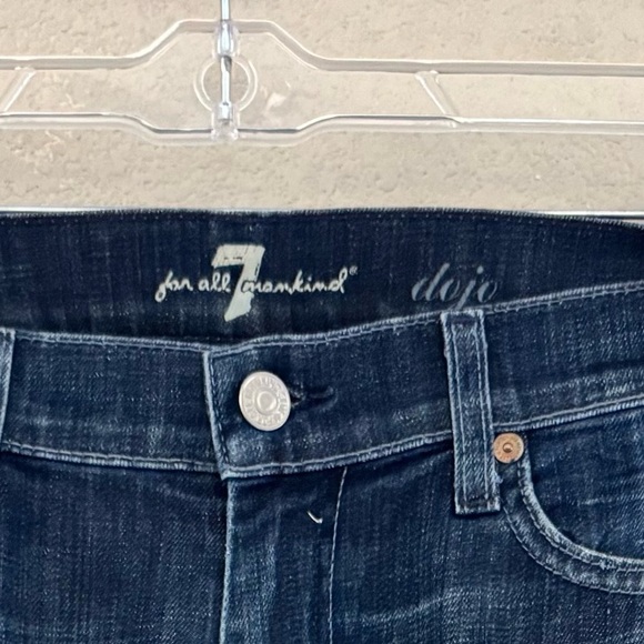 7 For All Mankind Dojo Jeans Low Rise Flare Western Y2K Dark Denim Blue 30 - Picture 14 of 16